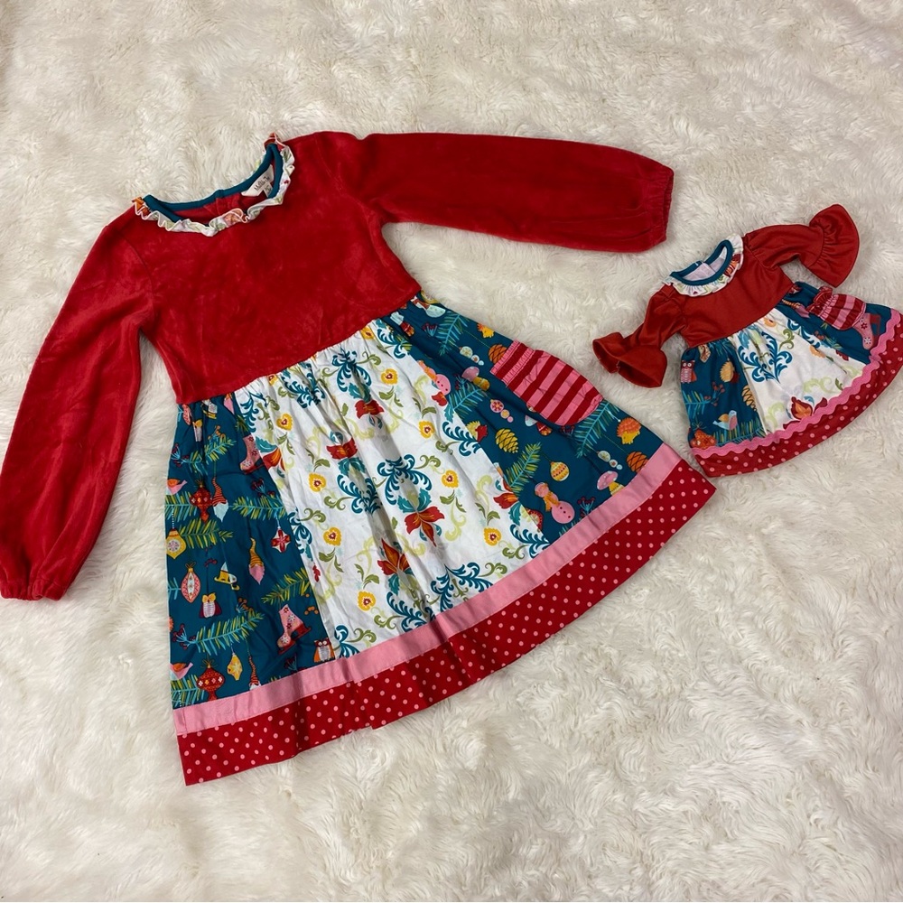 Matilda Jane Happy Holly Daze Dress + Matching 18” Doll Dress